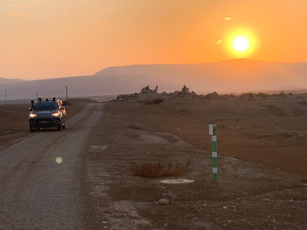 patrol at sunset
